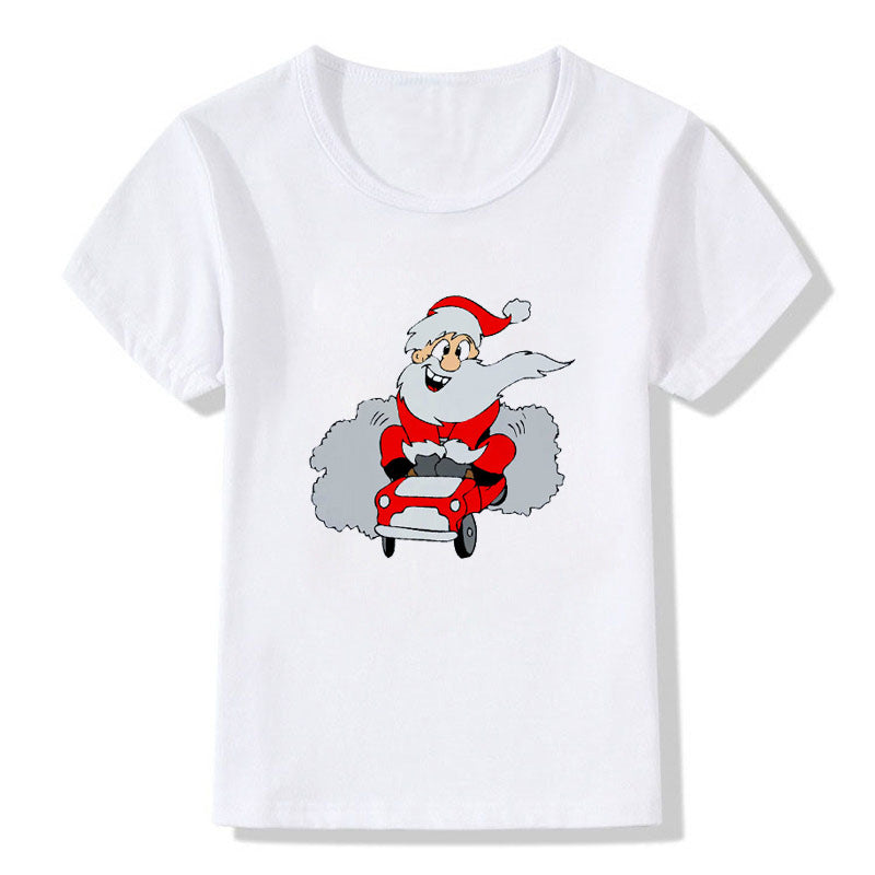 Cute Christmas Cartoon T-Shirt – Short Sleeve Kids' Holiday Tee