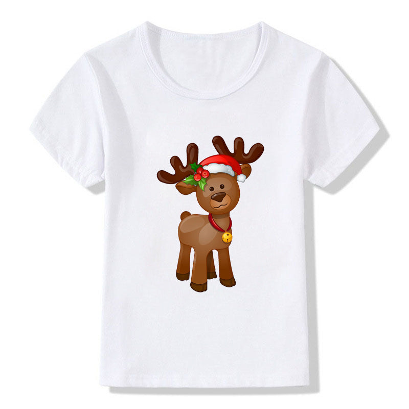 Cute Christmas Cartoon T-Shirt – Short Sleeve Kids' Holiday Tee