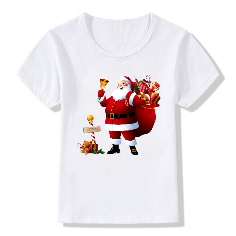 Cute Christmas Cartoon T-Shirt – Short Sleeve Kids' Holiday Tee