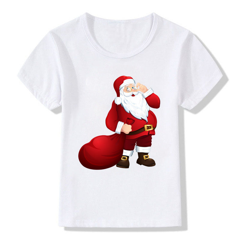 Cute Christmas Cartoon T-Shirt – Short Sleeve Kids' Holiday Tee
