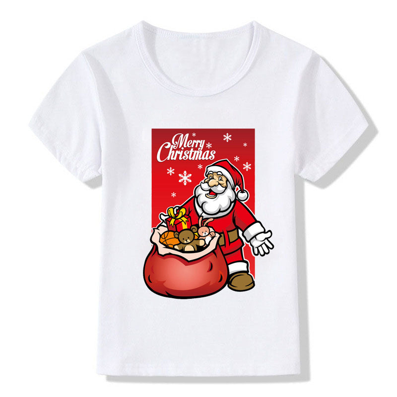 Cute Christmas Cartoon T-Shirt – Short Sleeve Kids' Holiday Tee