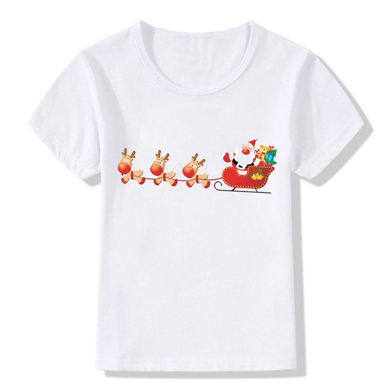 Cute Christmas Cartoon T-Shirt – Short Sleeve Kids' Holiday Tee