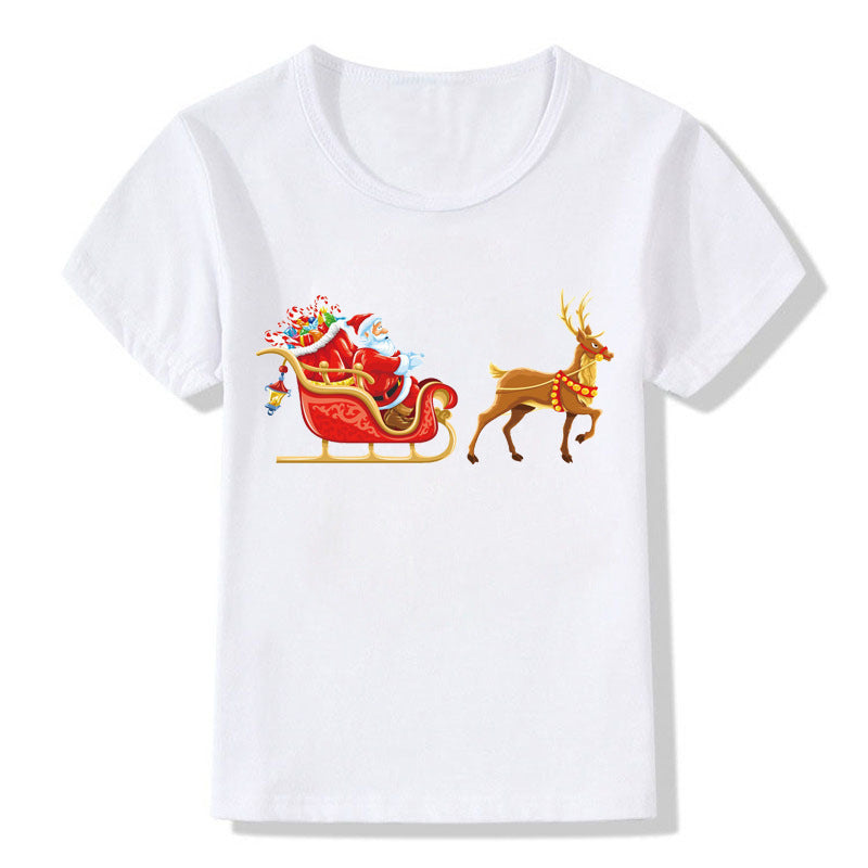 Cute Christmas Cartoon T-Shirt – Short Sleeve Kids' Holiday Tee