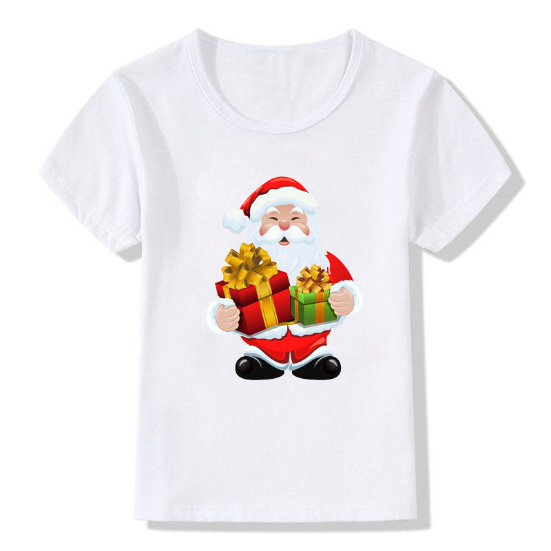 Cute Christmas Cartoon T-Shirt – Short Sleeve Kids' Holiday Tee