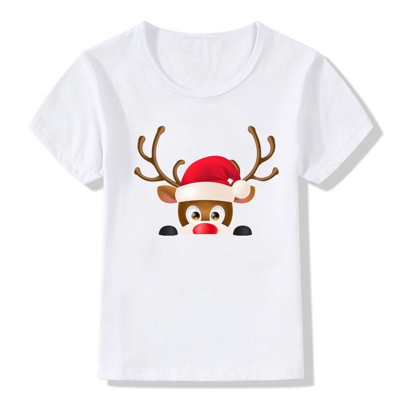 Cute Christmas Cartoon T-Shirt – Short Sleeve Kids' Holiday Tee