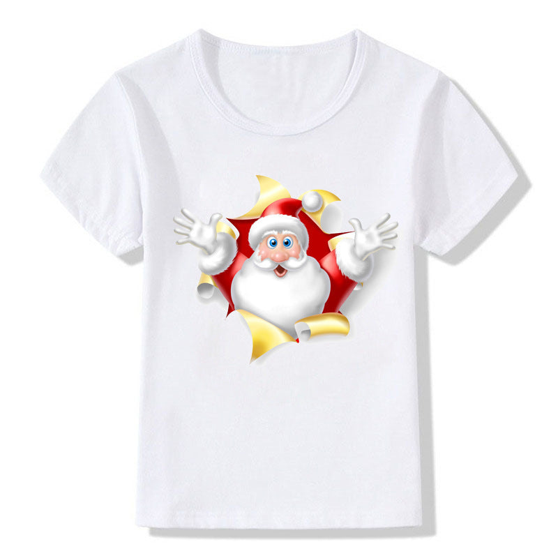 Cute Christmas Cartoon T-Shirt – Short Sleeve Kids' Holiday Tee