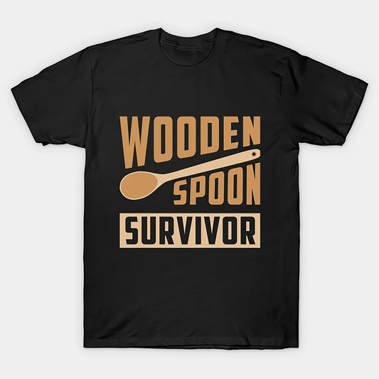 Wooden Spoon Survivor T-Shirt – Retro Print Short Sleeve Tee